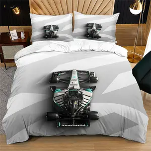 F1 Racing Car Print Soft Durable Decorative Bedding Set, Includes 1 Duvet Cover And 1 Or 2 Pillowcases, Excluding The Duvet Core And Pillow Core, Gift Idea for Modern Bedroom Decor, Stylish Bedroom Essentials