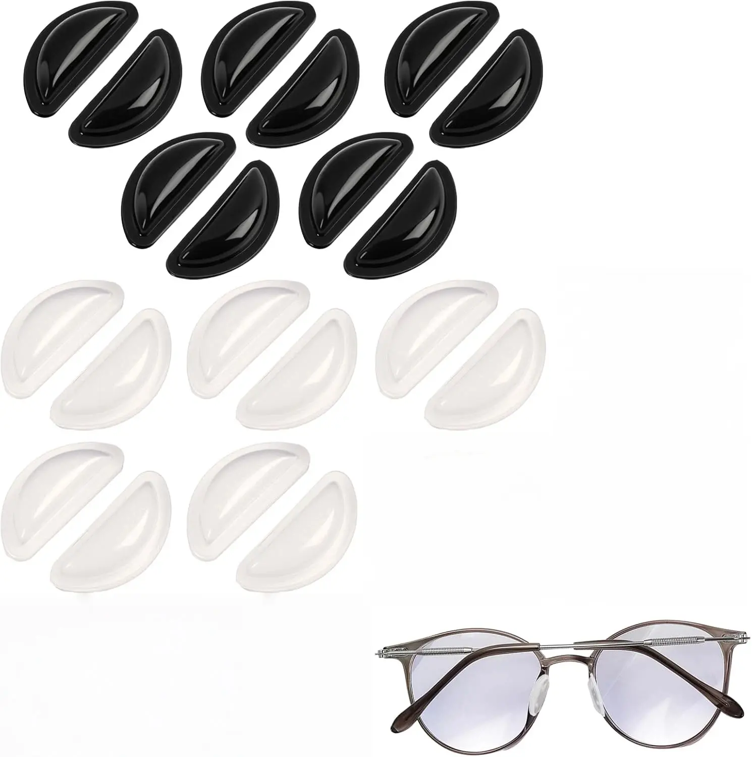 Soft Silicone Eyeglasses Nose Pad Replacements - D-Shaped Non-Slip 2.5mm Heightened Air Cushion Sticky Backing, Eye Glasses Nose Pads Non Slip for Everyday & Sports Sunglasses, Distribute Pressure, Grip Bridges, Reliable Support, Nose Bridges backtoschool