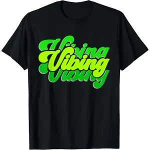 Cotton Green  Green Color Graphic Green Vibes Only T-Shirt