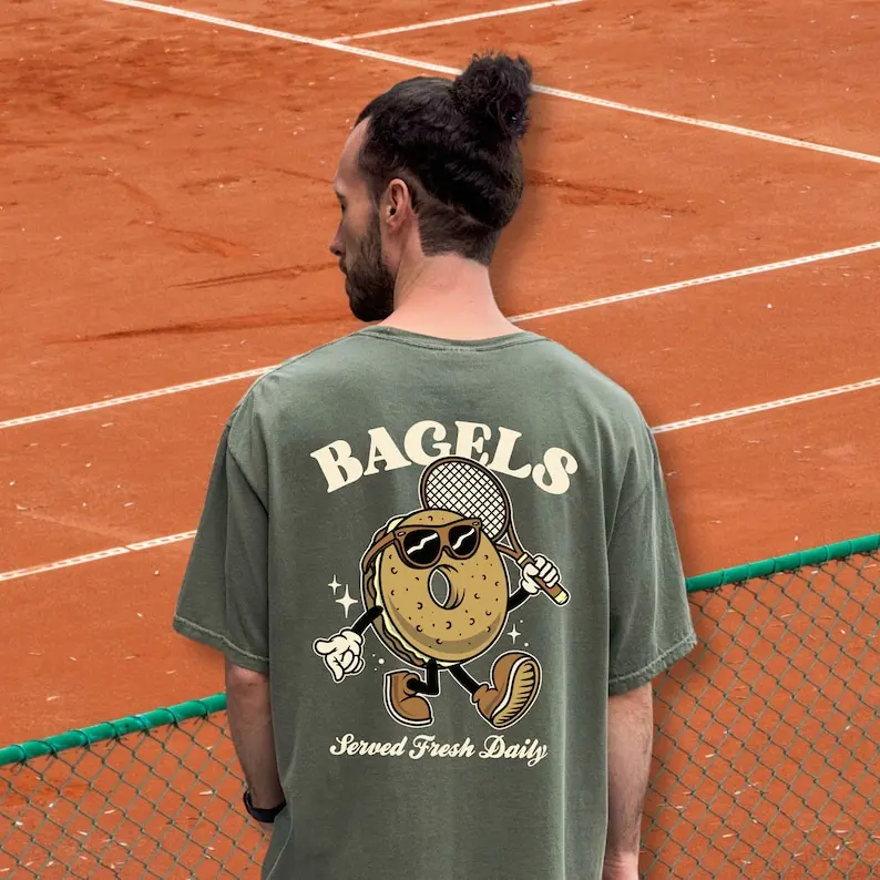 Men's Tennis TShirt (Serving Bagels) | Personalized Team Gifts, Unisex Apparel, Club League, Tournament Sweatshirt, Court Gear, Athleticwear