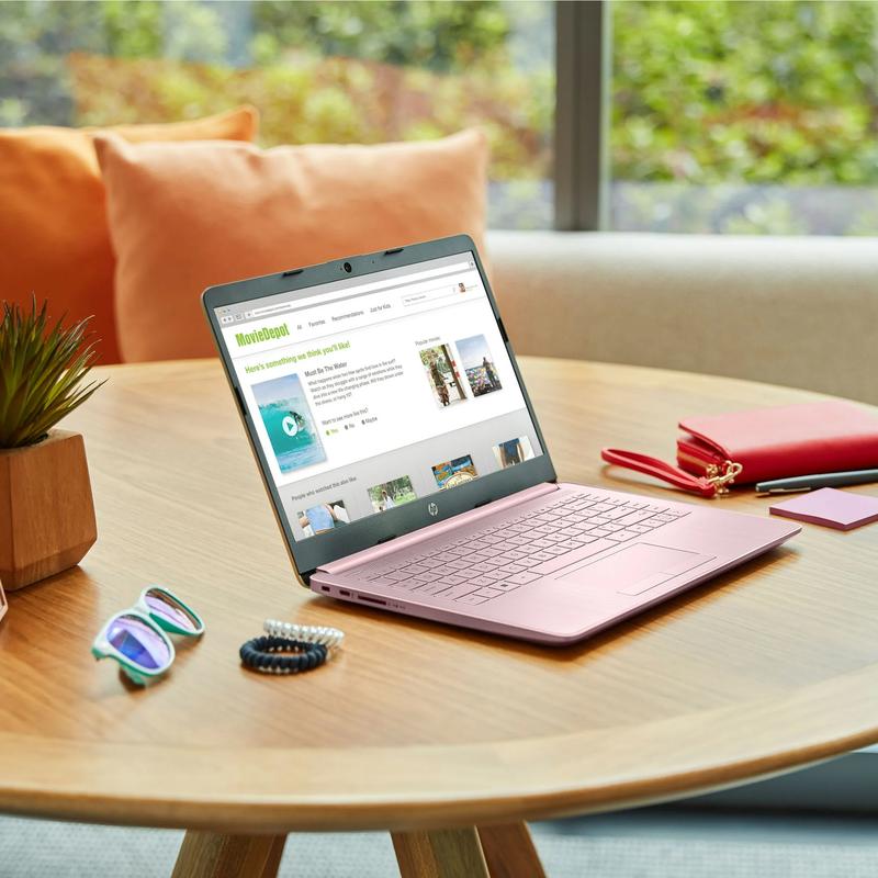 HP 14-Inch Laptop Thin Lightweight Powerful 4GB RAM 64GB Onboard Storage  1-Year AI Enabled Microsoft 365 Intel Pentium Core Windows 11, PINK