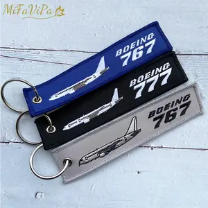 3 PCS Fashion Trinket Boeing 767 and 777 Keychain Phone Strap Embroidery Aviation Key Chains for Men Flight Crew Gift Key Rings