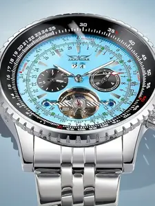High-Quality Men's Mechanical Watch with Military Style and Large Dial, Automatic Stainless Steel Watch for Business & Casual Wear, Elegant Gift in Stylish Box, Mechanical Style Watches