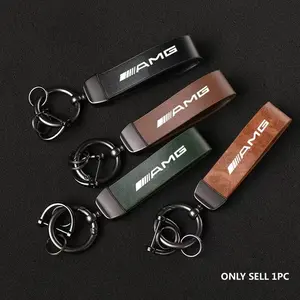 Genuine Leather Car Logo Keychain Key Chain Ring Stylish Keychain Heavy Duty Keychain For Mercedes benz AMG C E S GLE CLC Class W204 W203 W205 W124 W221 W213 W212