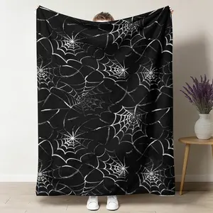 Spider Web Throw Blanket Gothic Black Spooky Blanket for Goth Bedding Haunted Mansion Couch Sofa Bed Chair Use (60 x 80 Inch)