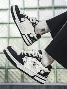 Men's Outdoor Skateboarding Shoes, Flat Sole Sports Sneakers, Daily Walking Shoes, Student Board Shoes, Star Pattern Design, Fashion Casual Shoes