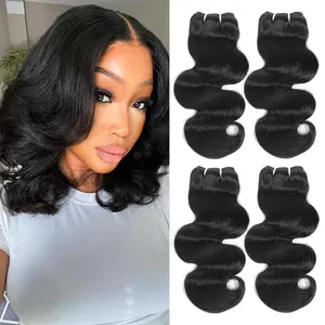 Wave  Human Hair 12 Inch 12A Human Hair   Unprocessed Brazilian Virgin Hair Quick Weave  4  Human Hair  Black Color (12/12/12/12, 4 )