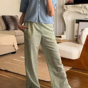 Blue Lemonade Gingham Ruffle Pants