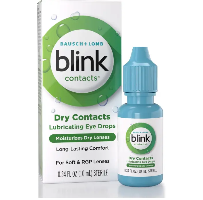 Blink, Contacts Lubricating Eye Drops with Hyaluronate, Moisturizing and Soothing for Soft and RGP Contact Lenses, Refreshes Lenses, Hydrating and Comforting Daily Eye Care, 0.3 Fl Oz