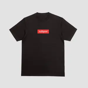 Subpar Brand Funny Supreme T-Shirt in Medium Size Black Color with Red Logo Design - Black Tee with Red Subpar Logo