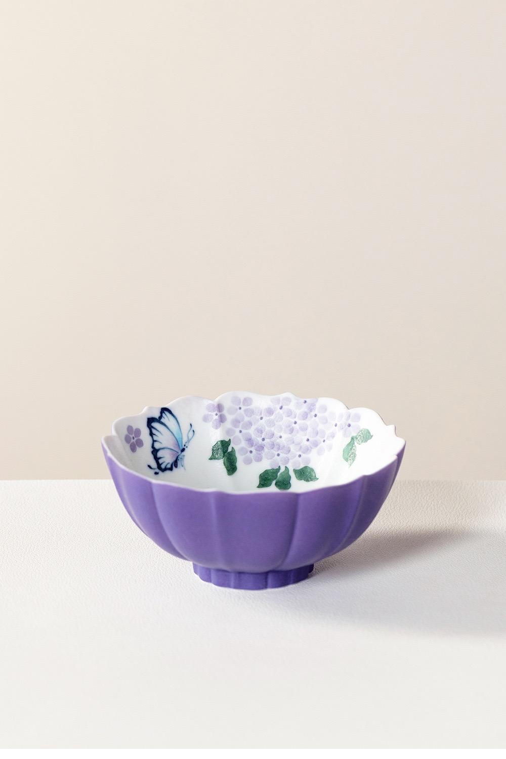 A433. Hand-Painted Purple Butterfly Ceramic Tea Set, 100 ml Kung Fu Teapot, Gaiwan Master Cup