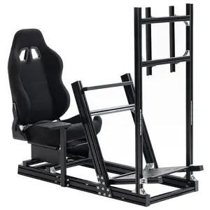 Supllueer 4080 Aluminum Racing Simulator Cockpit with Monitor Stand Racing Seat fit for Logitech GPRO G29 G920, Thrustmaster, Fanatec, Aluminum Steering Wheel Stand No TV Steering Wheel Pedal Shifter