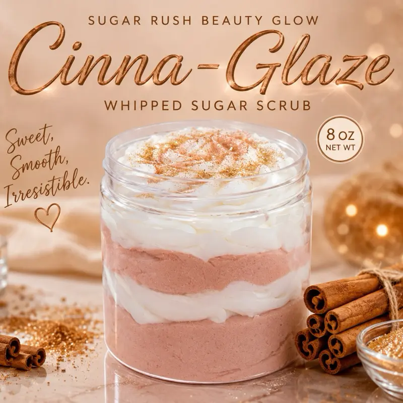 Cinna Glaze 8 oz Whipped Sugar Scrub - Exfoliating Body Scrub for Soft, Smooth Skin