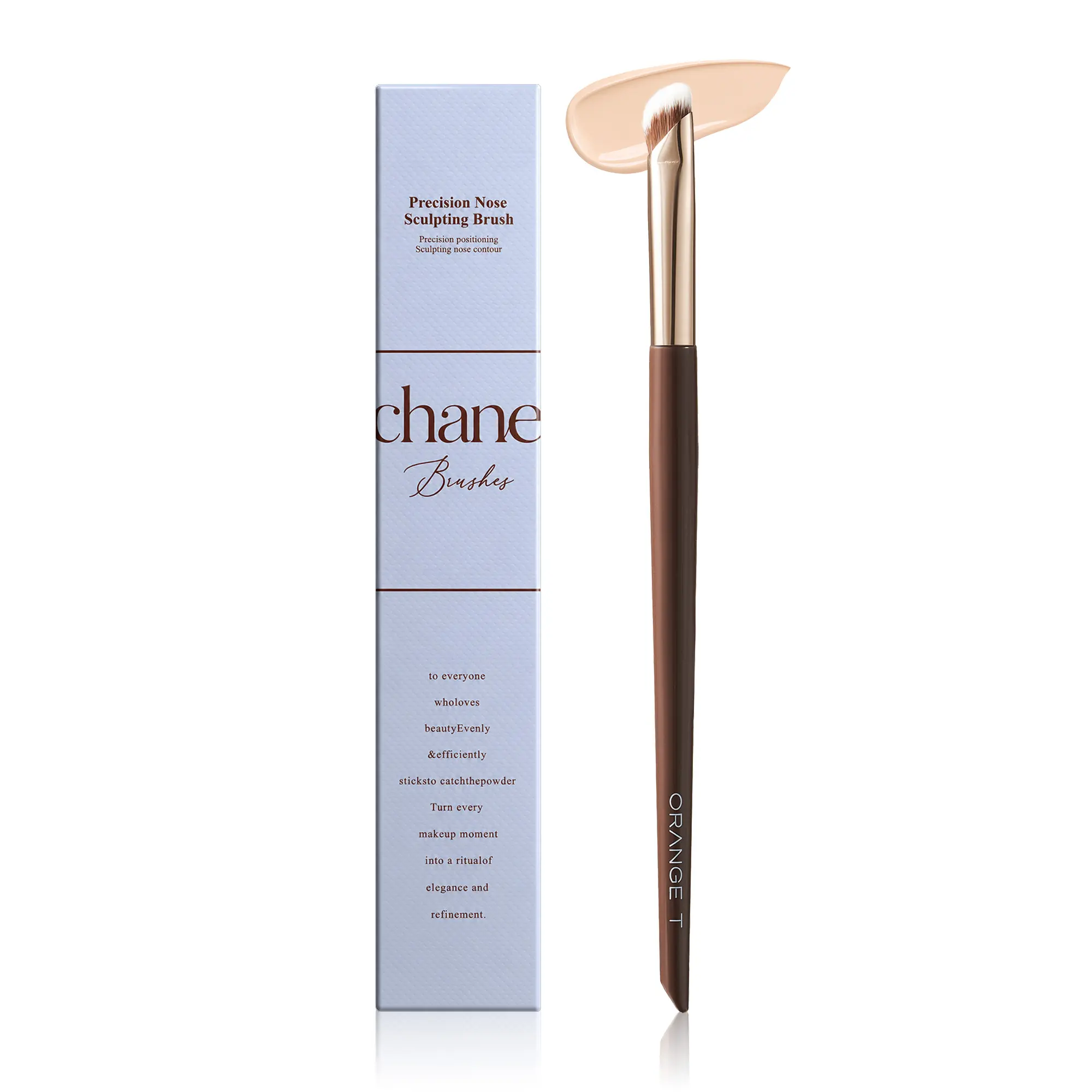 Echanew Precision Nose Contour Brush, U-Shaped Angled Sculpting Tool for Shading and Highlighting with Soft Synthetic Bristles, Beginner Friendly Makeup Brush, Single Item, Plastic, Daily Use