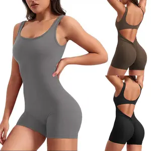 Stretch Bodysuits for Women - Seamless Push-Up Gym Jumpsuit Set - Fitness Workout Dance Sweat Suit Sportswear