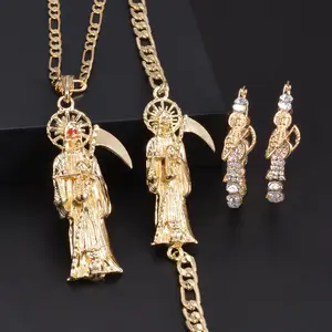 5pcs/set, Hand Scythe Deathly Spirit Fashion Forward jewelry set, Skull Hip Hop style jewelry, Christmas Halloween Thanksgiving Prayers, Jewelry gifts for Believers, Halloween, Temple souvenirs