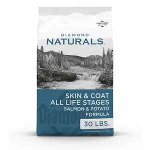 Diamond Naturals Skin & Coat Real Salmon and Potato Recipe Dry Dog Food with Quality Protein, Omega Fatty Acids, Probiotics and Essential Nutrients to Promote Healthy Skin and Coat 30lb