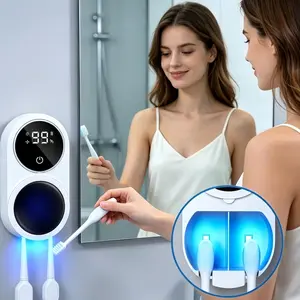 Wall-mounted household intelligent ultraviolet toothbrush disinfection driving, USB rechargeable infrared induction toothbrush cleaner, bathroom wall-mounted toothbrush holder, LED screen dry type, UV Toothbrush Holder