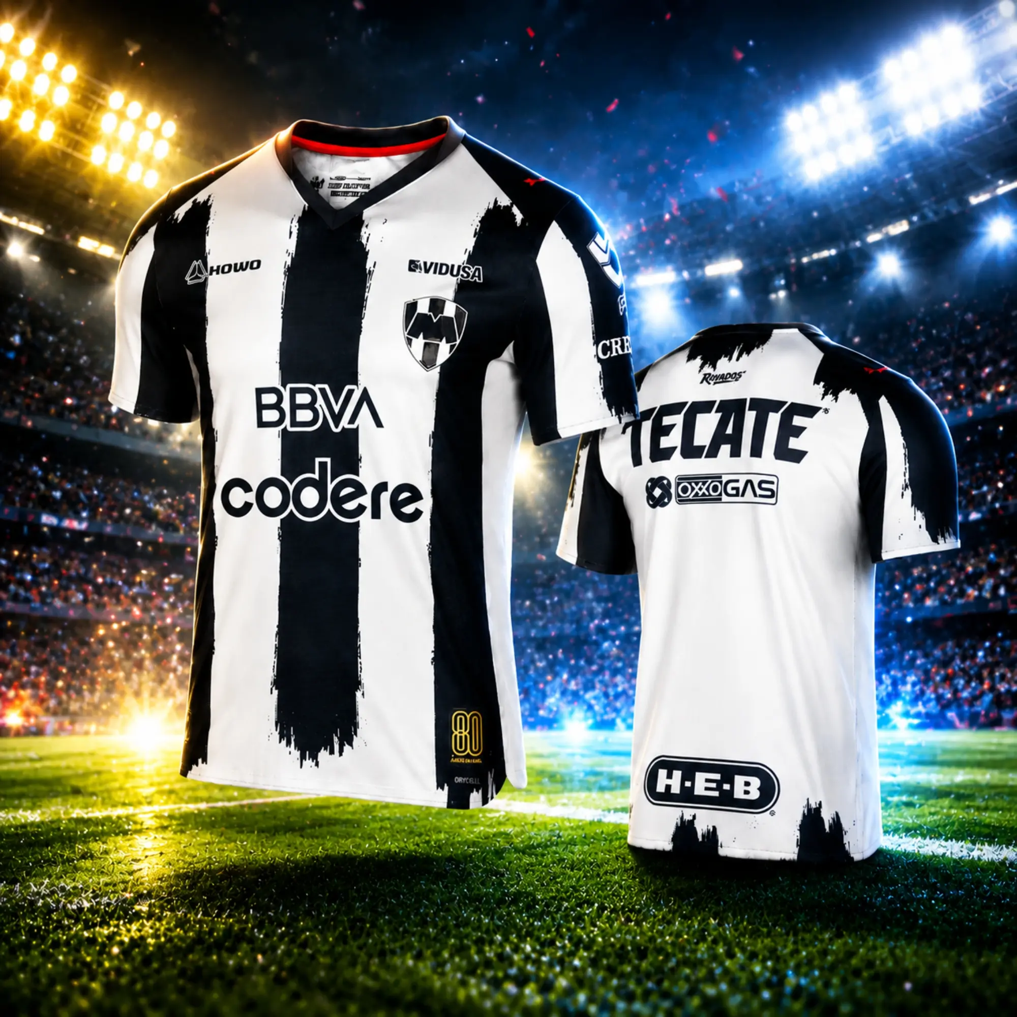 Rayados Monterrey 2025/26 Home Soccer Jersey, Men’s White Blue Football Shirt, Lightweight Fan Game Day Top