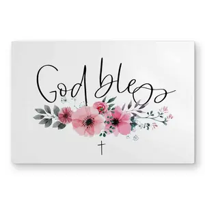 Begin Home Decor C1MP2030AZW1RN 20 x 30 in. God Bless - Bedroom Flowers Metal Print Wall Art - Home Decor Accent
