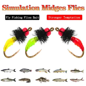 5Pcs/Box Artificial Insect Red Beadhead Midges Nymph Lure Wet Fly Trout Fishing #10 Hooks Fishing Lure Trout/Bass/Perch/Catfish/Carp Bait