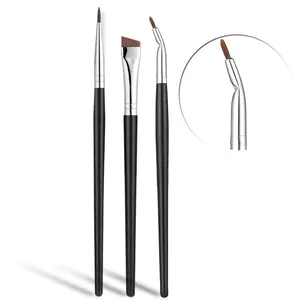 Eyeliner Brushes Set, Fine Angled Eyeliner Brushes,Precision Gel Eye Liner Ultra Fine Bent Makeup Brush For Newbies and salon（3PCS）