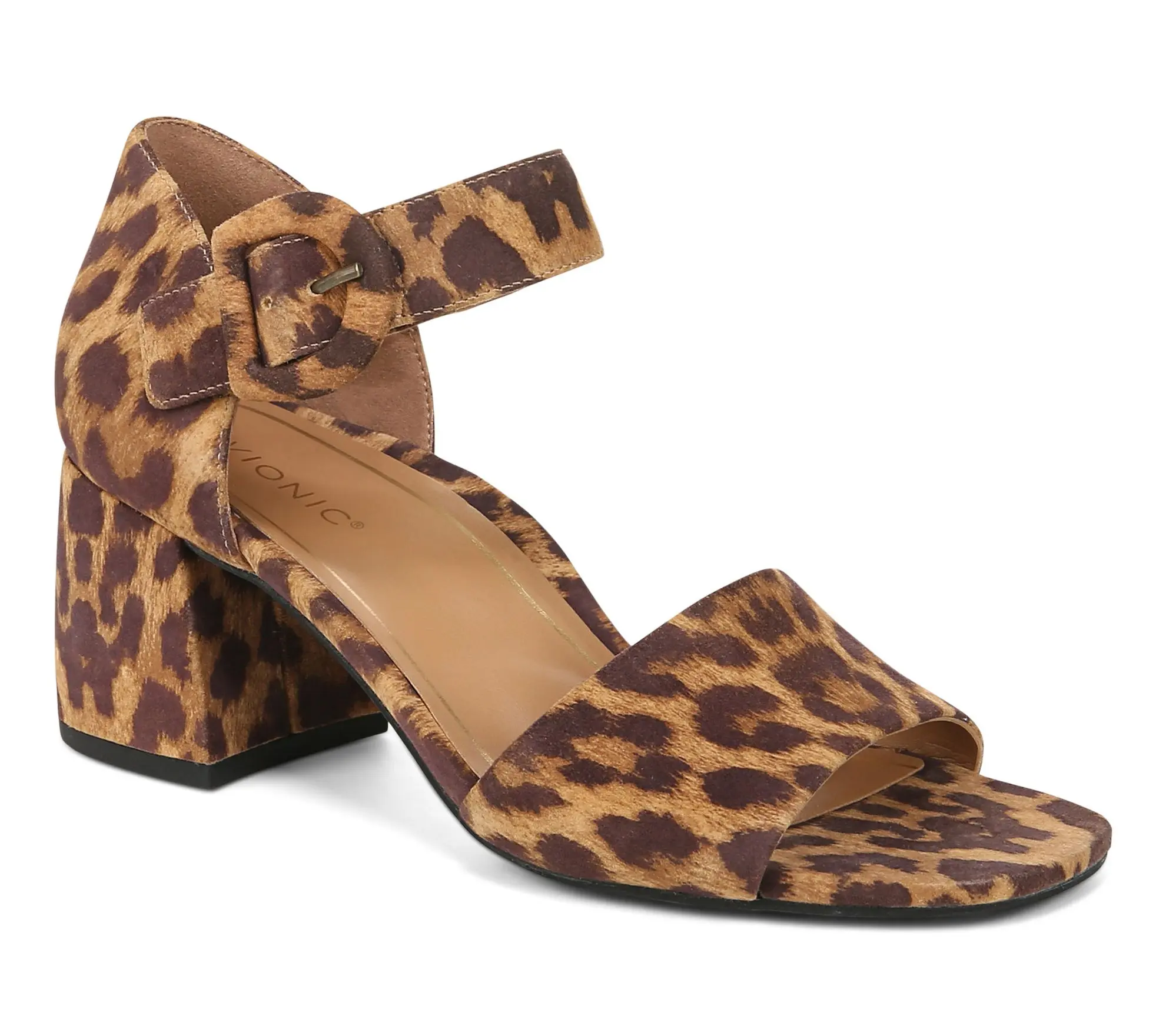 Vionic Leather Block Heels - Chardonnay