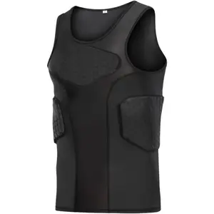 Men Football Chest Protector Heart Guard Padded Compression Shirt Sternum Vest Sleeveless Tank Pads Lacrosse Rib Guards for Adult Baseball Softball Rugby Basketball