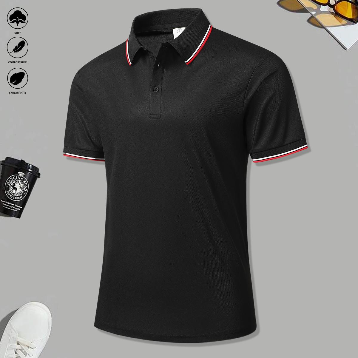 5 Men's Breathable Hygroscopic Work T-Shirts Casual Top Golf Shirt Sports T-Shirts - Suitable for Summer and Spring Wear