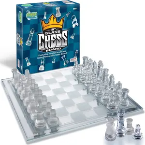 Glass Chess Set, Elegant Design - Durable Build - Fully Functional - 32 Frosted and Clear Pieces - Felted Bottoms - Easy to Carry - Reassuringly Stable (10")