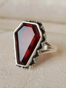 Vintage Gothic Style Coffin Shaped Design Ring, Punk Style Ring for Women & Girls, Fashion Jewelry for Party, Daily Decor, Trendy All-match & Exquisite Jewelry for Birthday Gift, Geometric Design Ring, Statement Multi Ring