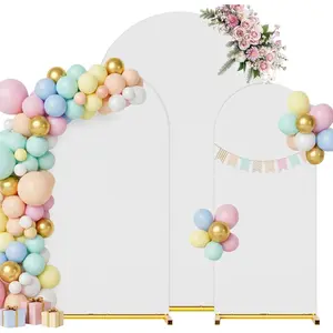 Arch Backdrop Stand with Cover Set, 7.2FT,6.6FT,6FT  Metal Wedding Arch for Ceremony, Heavy Duty Balloon Arch Stand with White Spandex Cover for Birthday Party,  Shower, Graduation