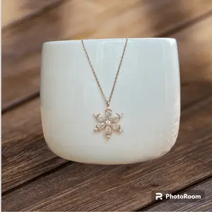 925 Silver Rose Plated Lotus Flower Necklace NEW