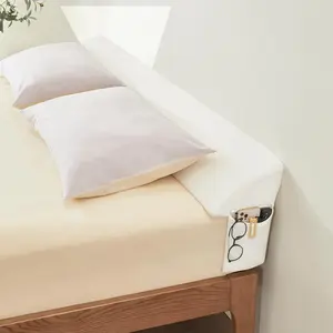 Bed Wedge Gap Filler King (76"x 8"x 6") Wedge Pillow for Headboard Gap 0-8" Fills Gap Between Mattress and Wall with 2 Side Large Pockets