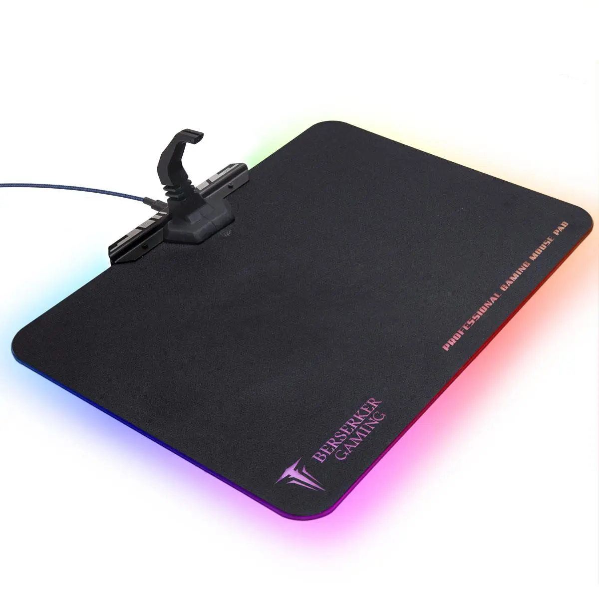 Berserker Gaming CL-ACC53004 RGB Mouse Cable Bungee Management Support with Hard Surface Mouse Pad