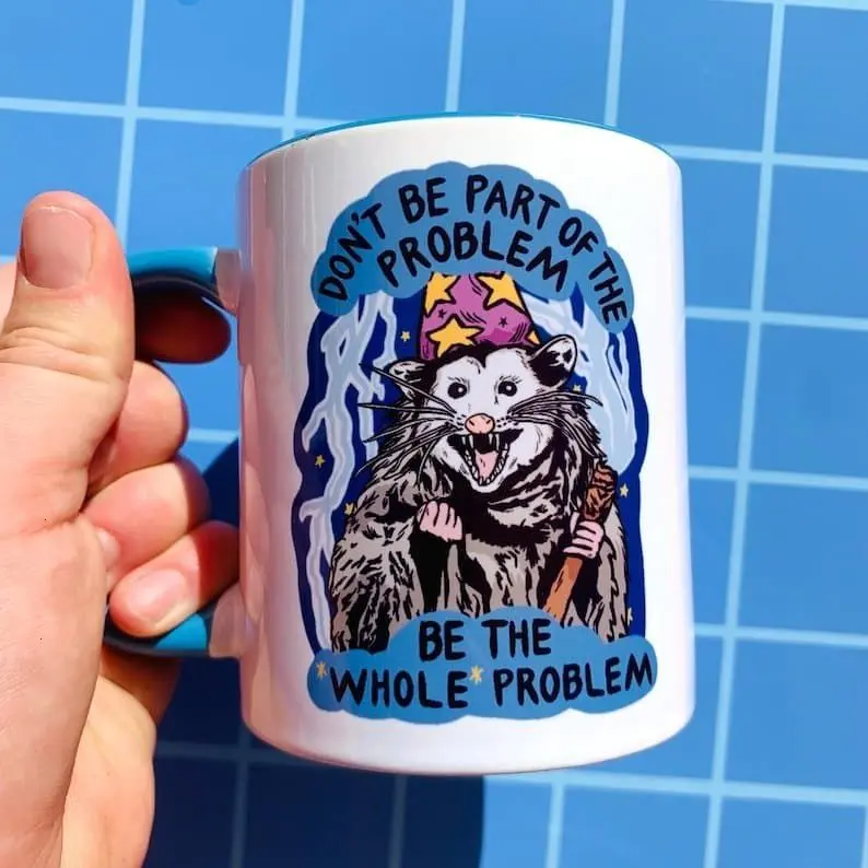 [Sale Up To 50%] Possum Mug Funny Weirdcore Coffee Cup Opossum Weird Stuff Hilarious Gift Roommate Cursed Humor Meme Mug Boyfriend Sarcastic Motivational Mug, 11oz ceramic accent mug