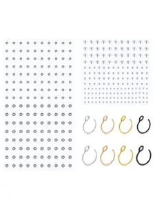 Fake Piercing Sticker Set, Fake Nose Rings Hoops Stainless Steel Non-Piercing Fake Face Piercing Jewelry, Disposable Lip Nose & Eyebrow Stickers