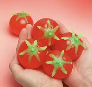 Funny Tomato Squishy Toy Soft Squeeze Fidget Hobby Toy Realistic Fruit Shaped Sensory Decompression Play Toy Cute Elastic Relax Plaything Fun Leisure Collectible Stress Relief Entertainment Toy For Kids Adults Daily Casual Play & Holiday Gift