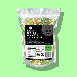 Veggie Mix - Dried Ramen Toppings with Cabbage, Bok Choy, Broccoli, Shiitake Mushroom, White Mushroom, Green Onion, Roasted Garlic, Corn, and Bean Curd 14 oz