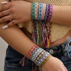 Bohemian Friendship Bracelet 12pcs Gift for Friends, Mixed Color Braid Handmade Bracelet For Couple, for Teenager