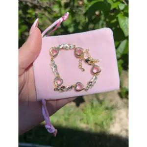 Pink heart virgencita & san Judas bracelet