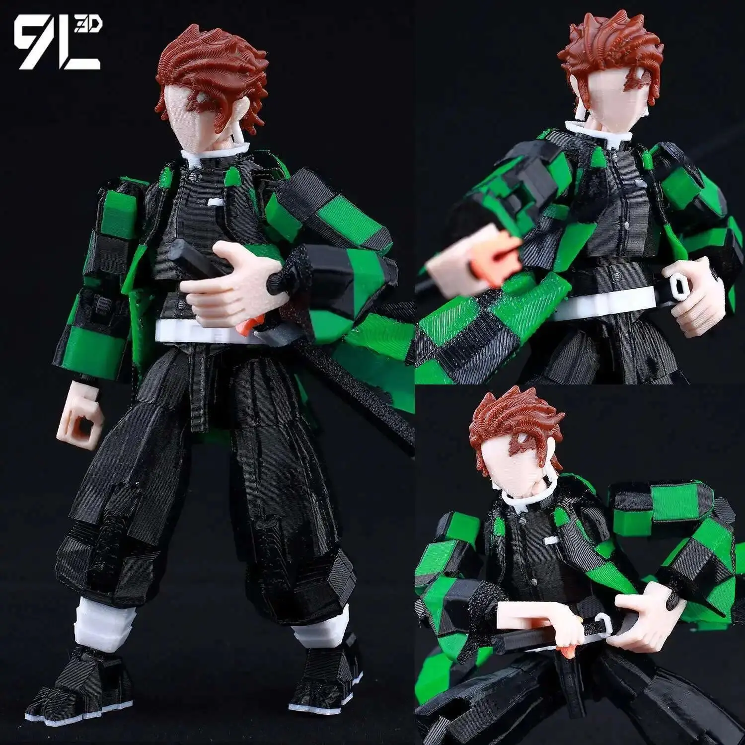 9L Demon Slayer Tanjiro Kamado 3D Printed T13 Multi-Joint Action Figure - 13 Movable 14cm Novelty Toy, Anime Manga Collectible Mannequin with Diverse Accessories, High Display/Play Value for Fans, Home Festive Party Supplies Gift Ideas