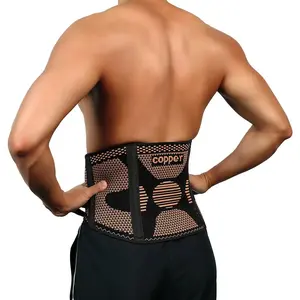 Men's Lower Back Brace with 4 Stays Lumbar Support Belt for Back Pain Relief Removable Compression Straps Copper Fiber Breathable Structure for Herniated Disc Sciatica Heavy Lifting