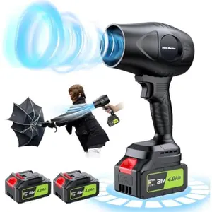 【Summervibes】YUQUESEN- Turbo Jet Blower Electric Cordless Leaf Blower Handheld with 2 4.0Ah Batteries & Charger for Patio Cleaning Car Drying Dust Removal Lightweight Design - Home