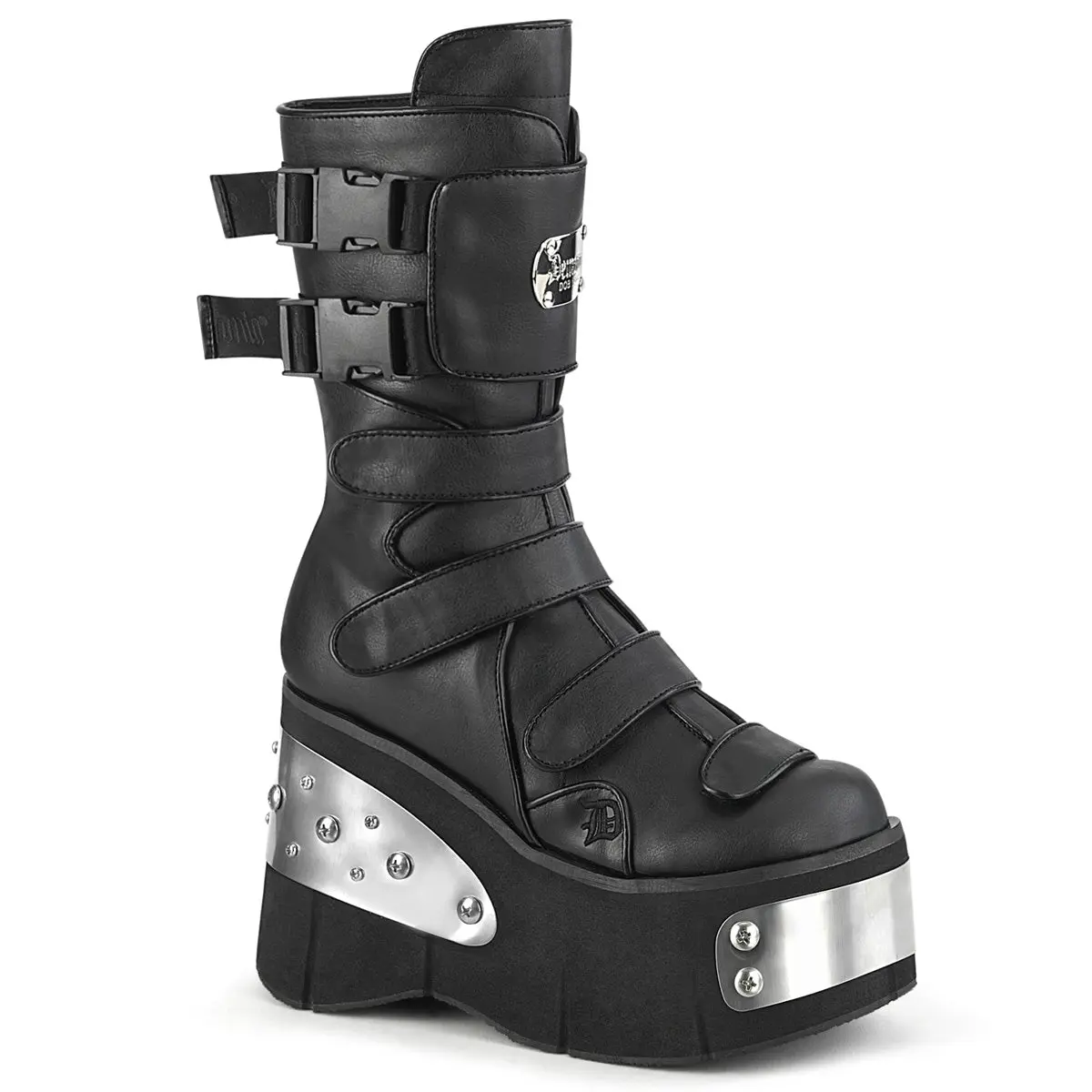 Demonia Kera-108 Black Vegan Leather Ankle Boots