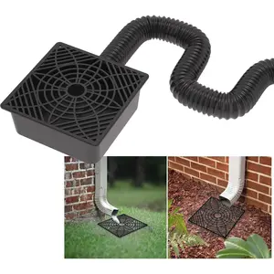 Gutter Downspout Extensions,Catch Basin Low Profile Downspout Extender | No Deep Dig Catch Basin, Flexible Pipe Extension to 5.1ft, Protect House Foundation