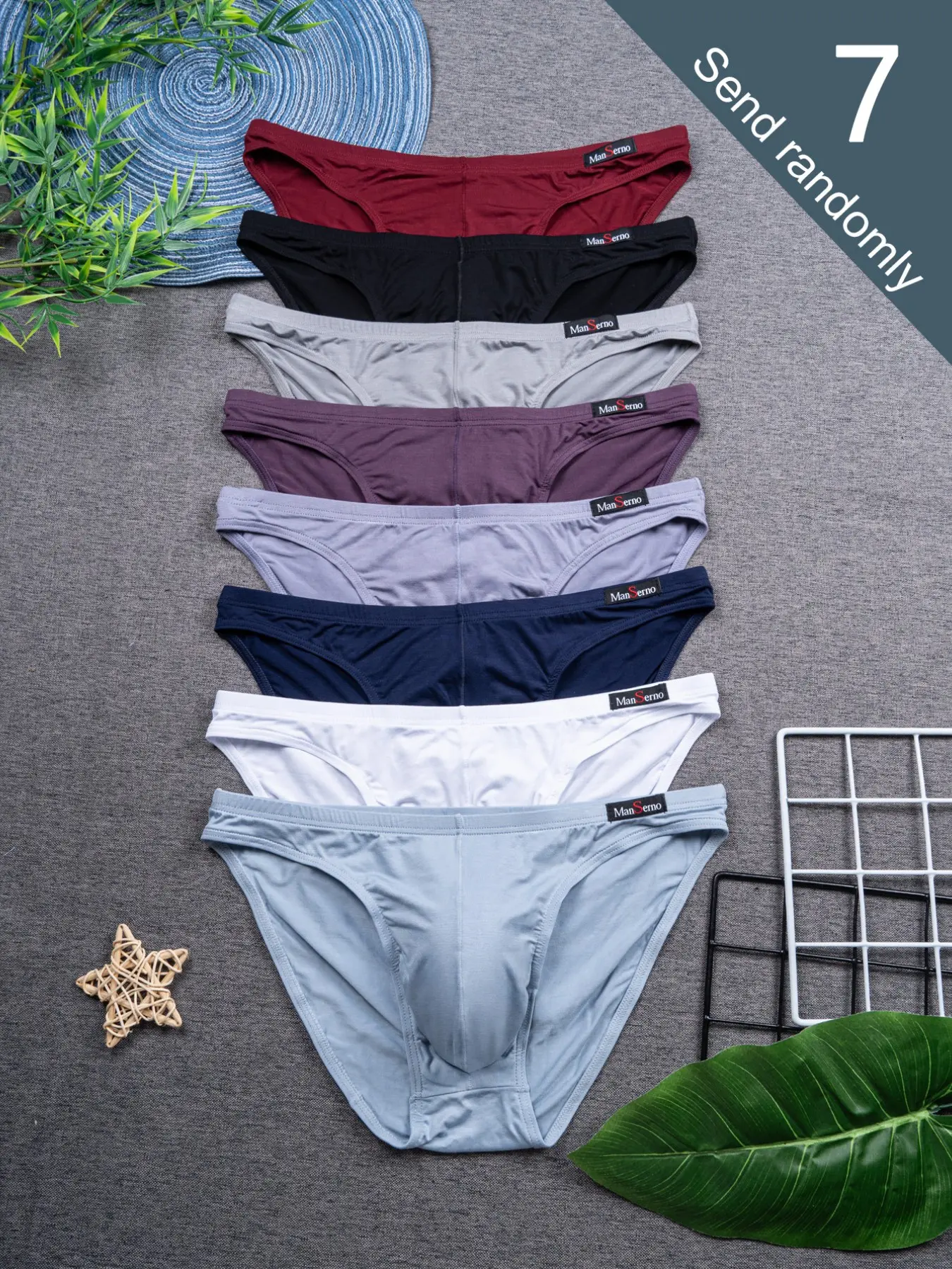 Men's Athletic Triangle Underwear Set of 7, Bamboo Fiber Briefs, Breathable and Comfortable, Casual Style, All Seasons, Soft and Elastic, Breathable Comfy Underwear