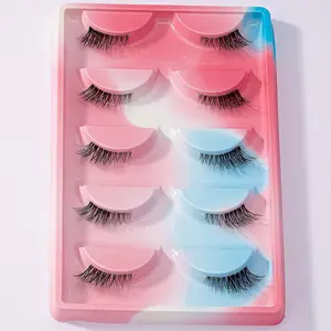 1/2pcs/set Long Fluffy False Eyelashes, Wispy Cat Eye Look Faux Lashes, Natural Curling Eye Makeup Strip Lashes For Daily Use