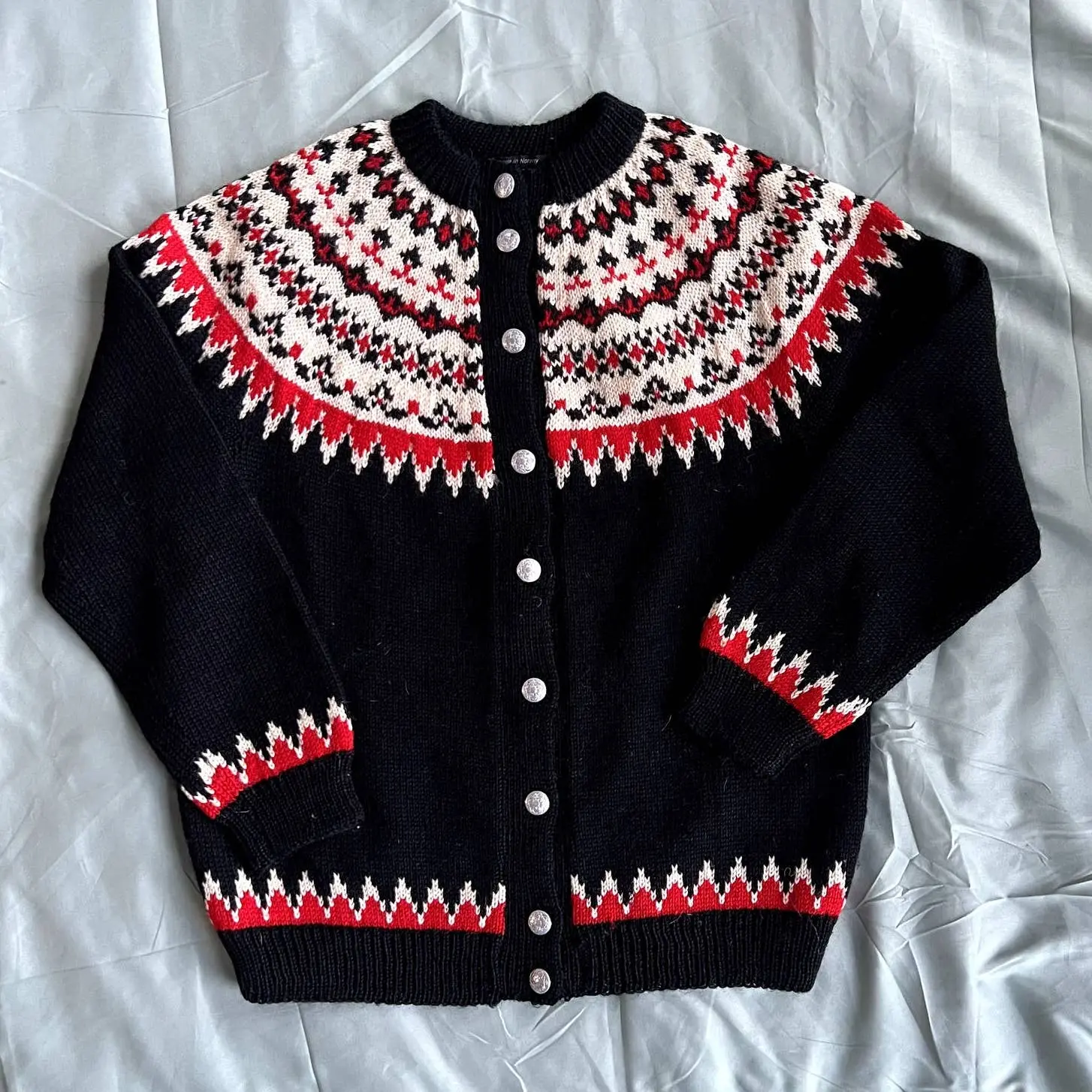 Vintage Norwegian Hand-Knitted Wool Sweater