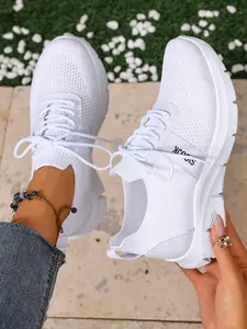 Women's Breathable Casual Sports Shoes, Lightweight Thick Sole Shock Absorption Running Shoes, One-Click Fastening Comfort Sneakers